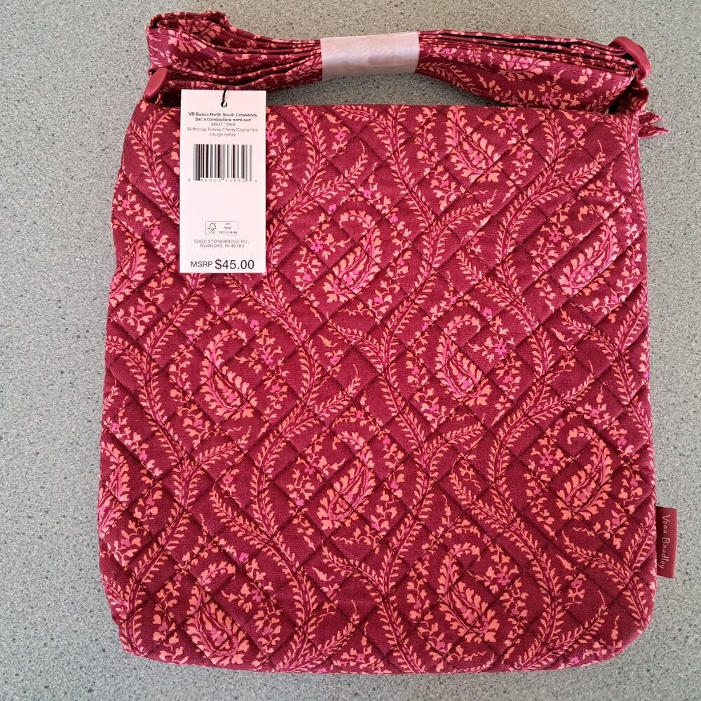 Vera Bradley North South Crossbody purse in Buttercup Paisley Cherry